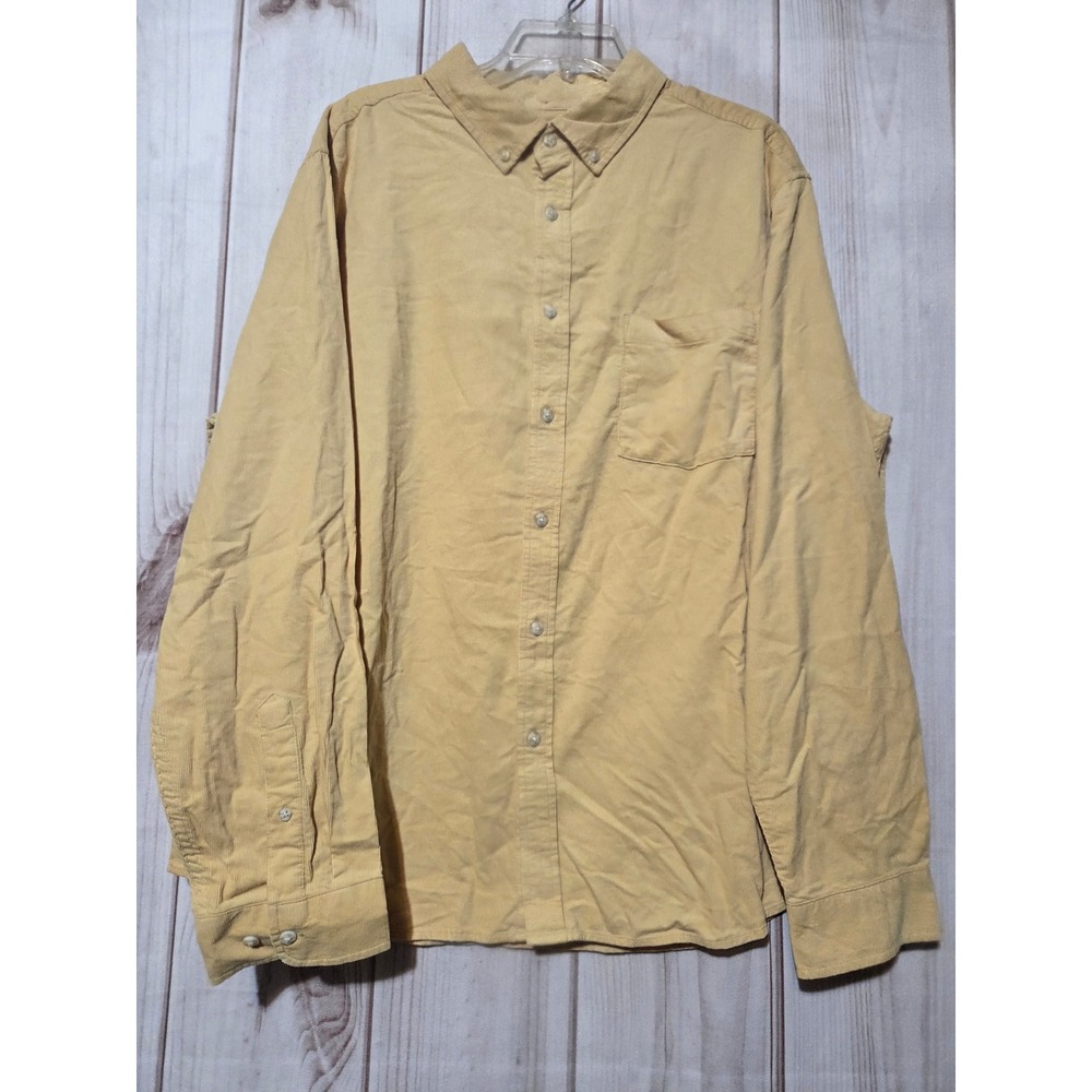 Goodfellow & Co Mens XL‎ Corduroy Button Down Shirt Mustard Yellow Long Sleeve